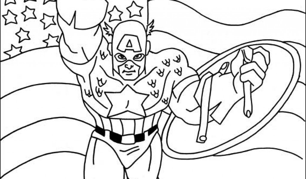 Dessin à colorier: Captain America (Super-héros) #76662 - Coloriages à imprimer