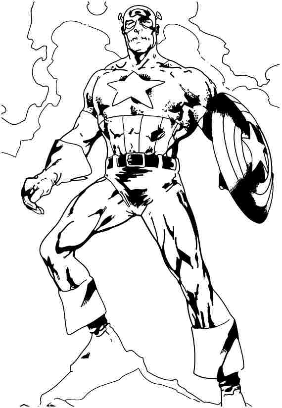 Dessin à colorier: Captain America (Super-héros) #76692 - Coloriages à Imprimer Gratuits