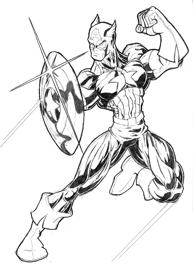 Dessin à colorier: Captain America (Super-héros) #76697 - Coloriages à imprimer