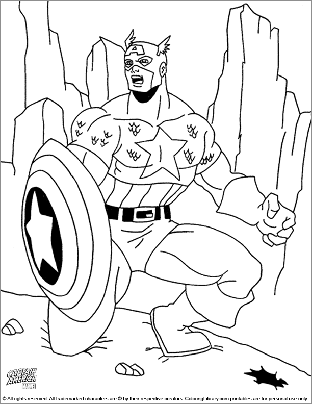 Dessin à colorier: Captain America (Super-héros) #76706 - Coloriages à Imprimer Gratuits