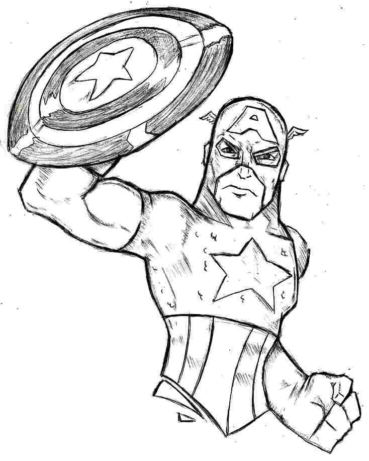 Dessin à colorier: Captain America (Super-héros) #76717 - Coloriages à imprimer