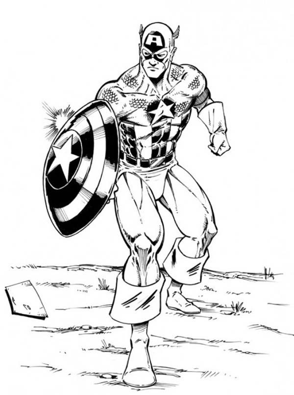Dessin à colorier: Captain America (Super-héros) #76725 - Coloriages à Imprimer Gratuits