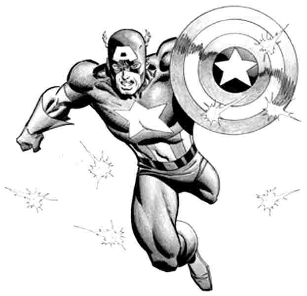Dessin à colorier: Captain America (Super-héros) #76731 - Coloriages à Imprimer Gratuits