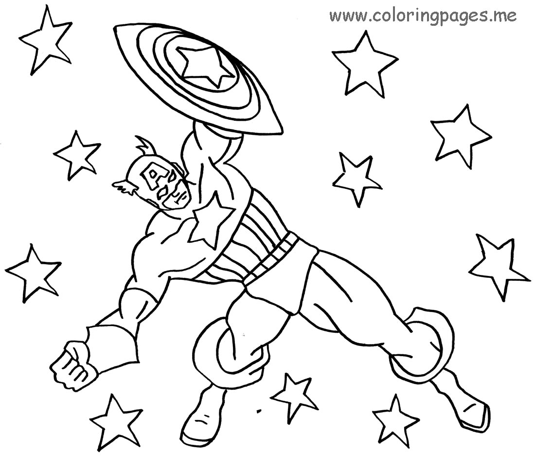 Dessin à colorier: Captain America (Super-héros) #76745 - Coloriages à Imprimer Gratuits