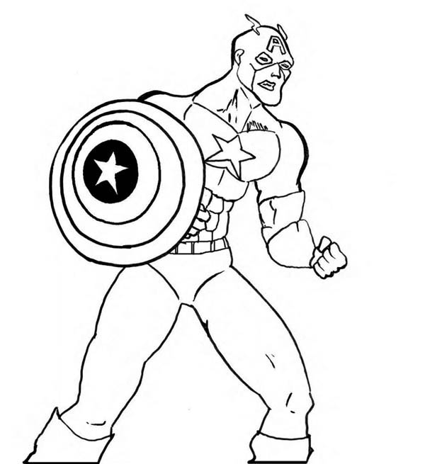 Dessin à colorier: Captain America (Super-héros) #76760 - Coloriages à imprimer