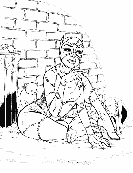 Dessin à colorier: Catwoman (Super-héros) #78054 - Coloriages à imprimer