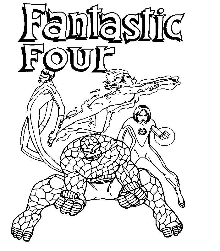 Dessin à colorier: Quatre Fantastiques (Super-héros) #76445 - Coloriages à imprimer