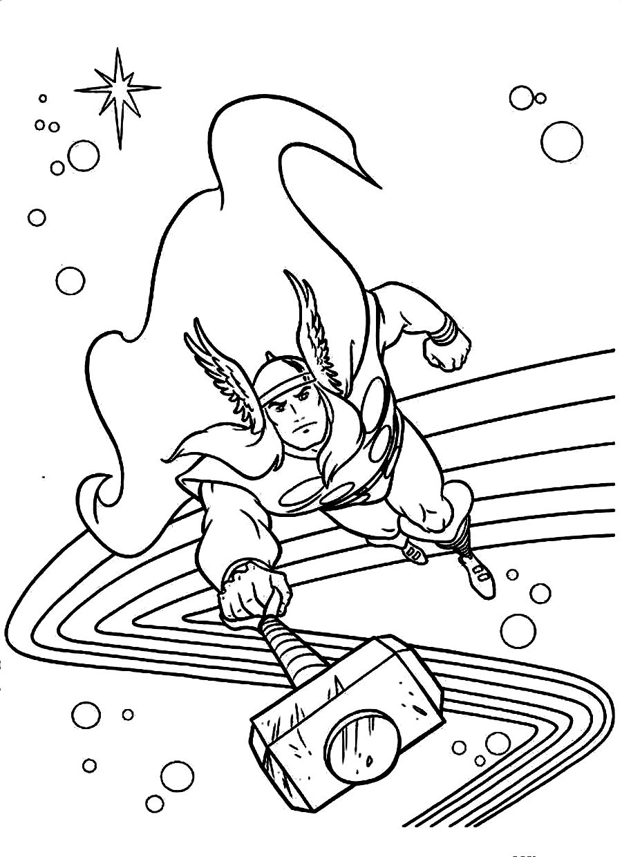 Dessin à colorier: Thor (Super-héros) #75891 - Coloriages à Imprimer Gratuits