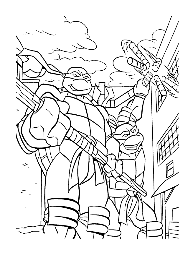 Dessin à colorier: Tortues Ninja (Super-héros) #75558 - Coloriages à Imprimer Gratuits