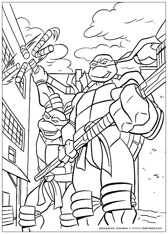 Dessin à colorier: Tortues Ninja (Super-héros) #75663 - Coloriages à Imprimer Gratuits