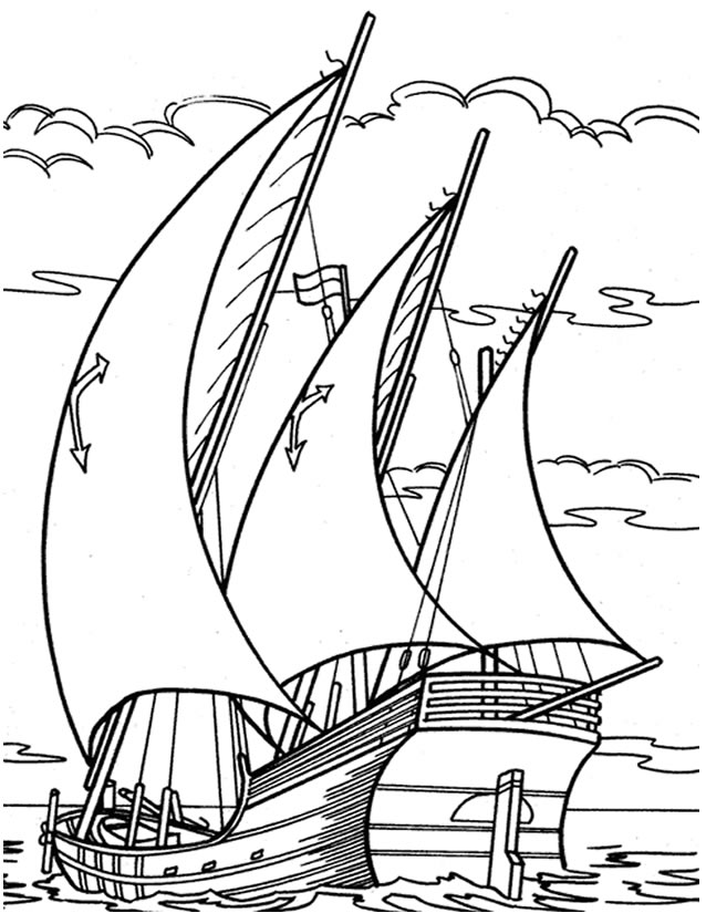 Dessin à colorier: Bateau / Navire (Transport) #137485 - Coloriages à Imprimer Gratuits