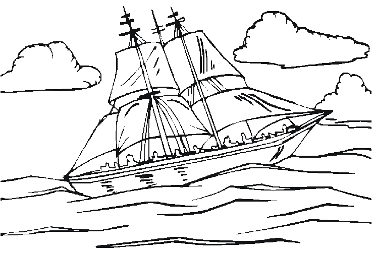 Dessin à colorier: Bateau / Navire (Transport) #137648 - Coloriages à Imprimer Gratuits