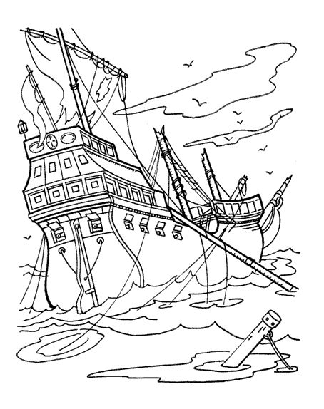 Dessin à colorier: Bateau / Navire (Transport) #137684 - Coloriages à Imprimer Gratuits