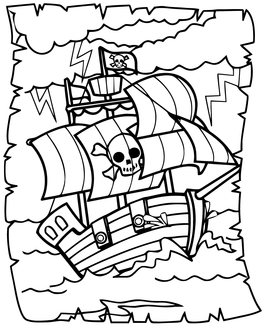 Dessin à colorier: Bateau pirate (Transport) #138213 - Coloriages à Imprimer Gratuits
