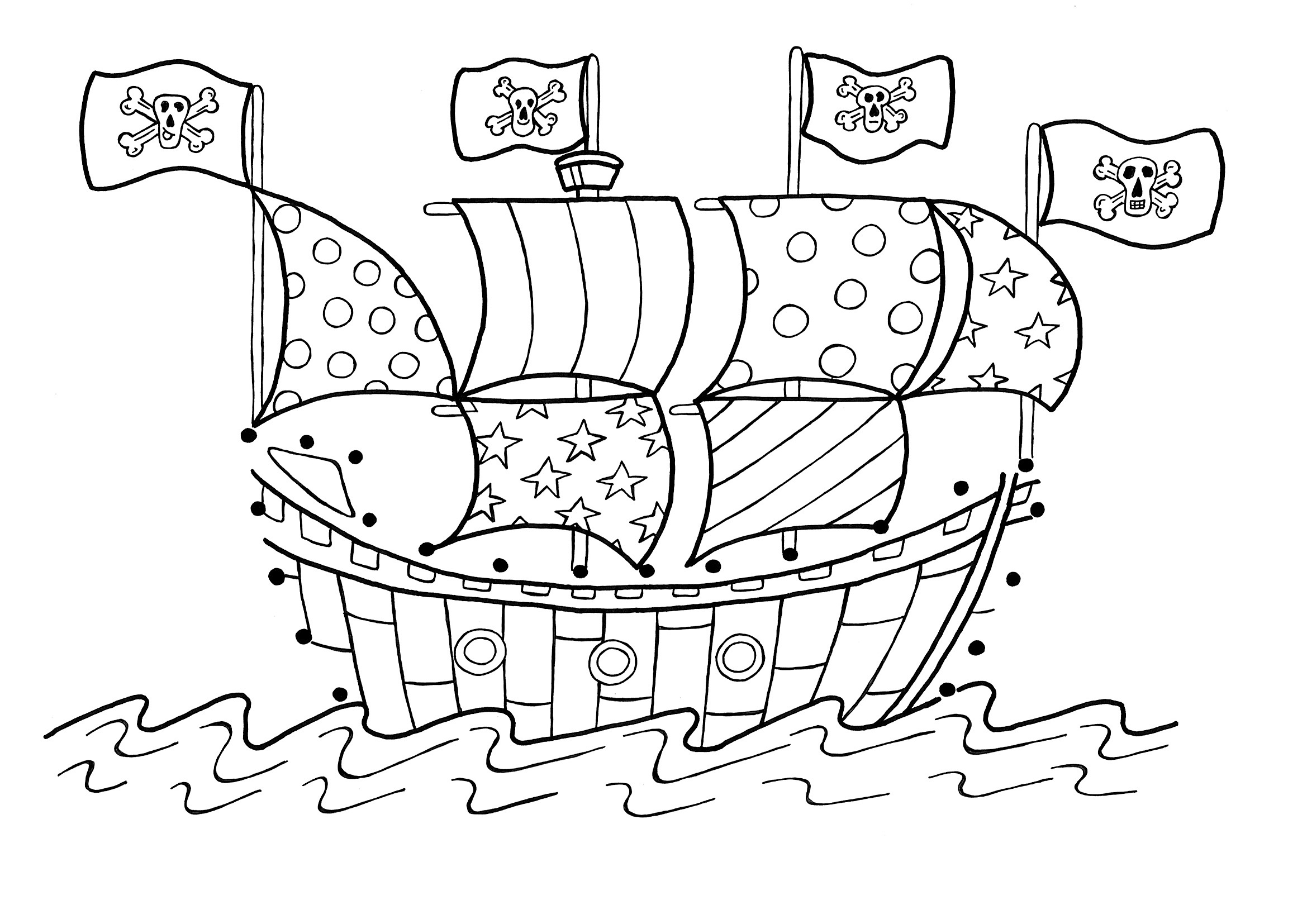 Dessin à colorier: Bateau pirate (Transport) #138215 - Coloriages à Imprimer Gratuits