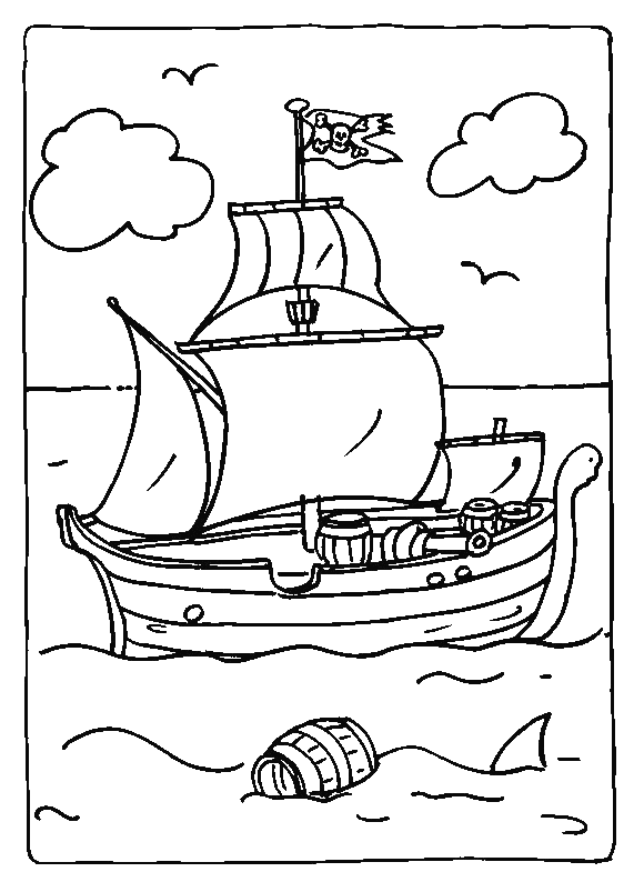 Dessin à colorier: Bateau pirate (Transport) #138217 - Coloriages à Imprimer Gratuits