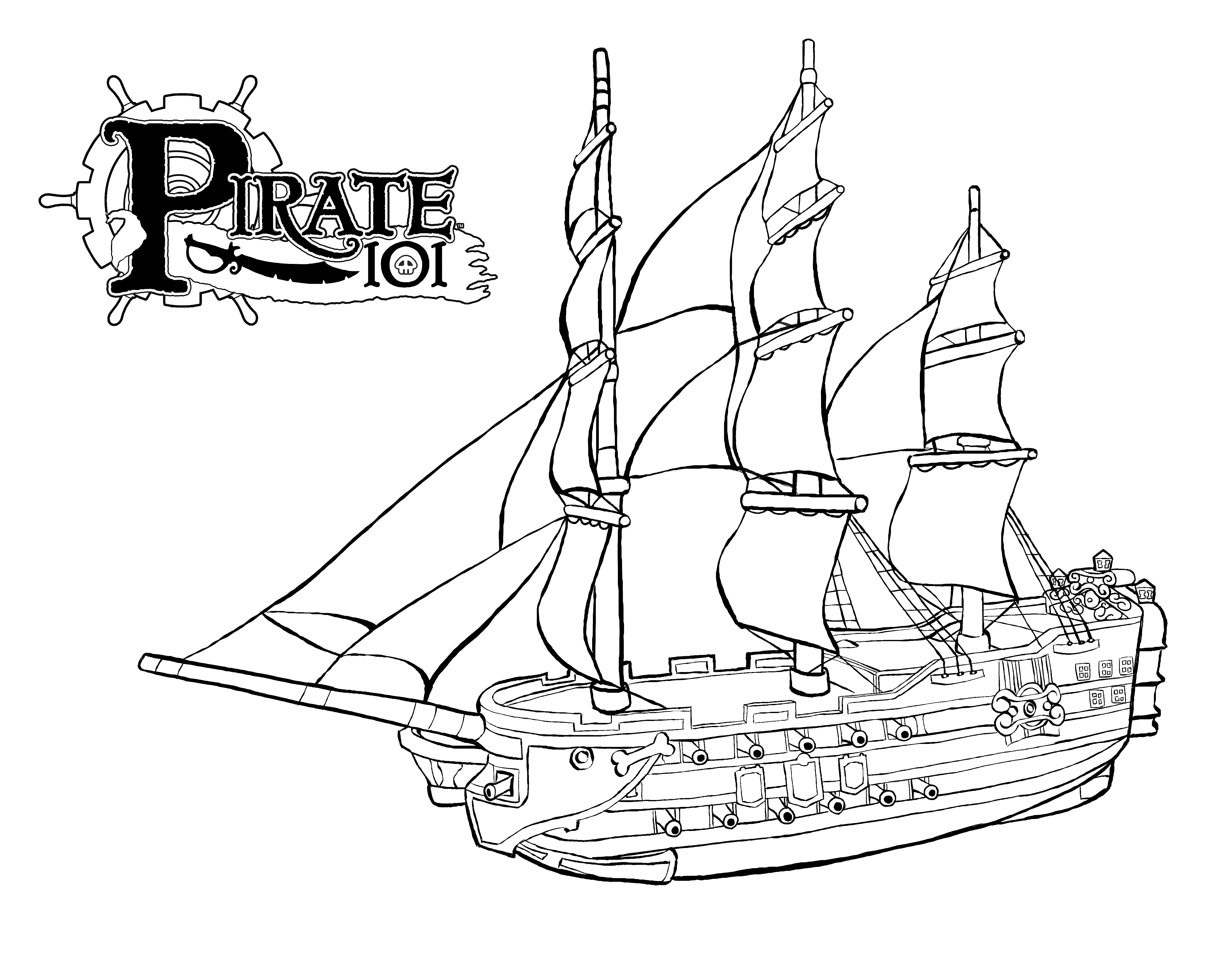 Dessin à colorier: Bateau pirate (Transport) #138218 - Coloriages à Imprimer Gratuits