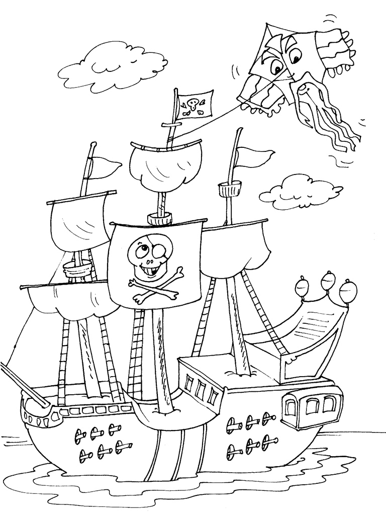 Dessin à colorier: Bateau pirate (Transport) #138233 - Coloriages à Imprimer Gratuits