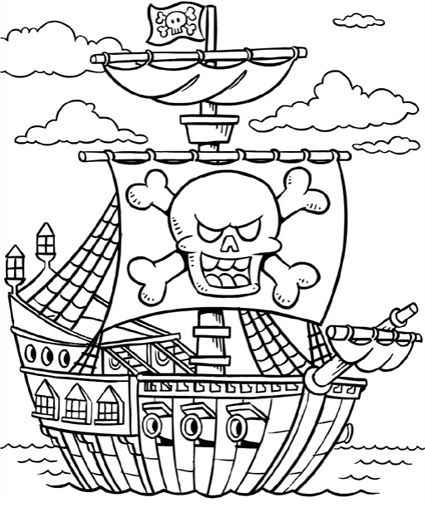 Dessin à colorier: Bateau pirate (Transport) #138239 - Coloriages à Imprimer Gratuits