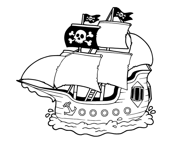 Dessin à colorier: Bateau pirate (Transport) #138240 - Coloriages à Imprimer Gratuits