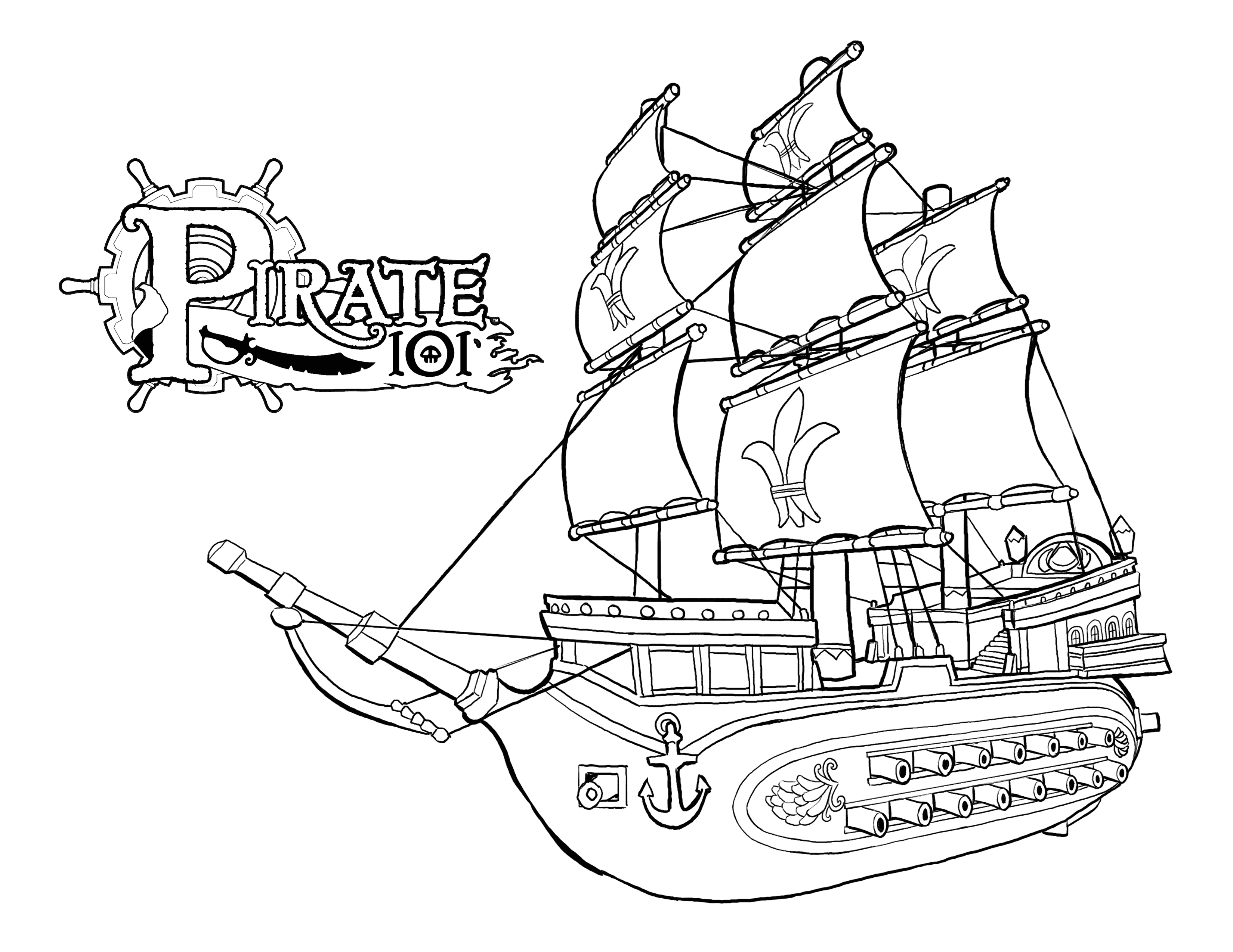 Dessin à colorier: Bateau pirate (Transport) #138243 - Coloriages à Imprimer Gratuits