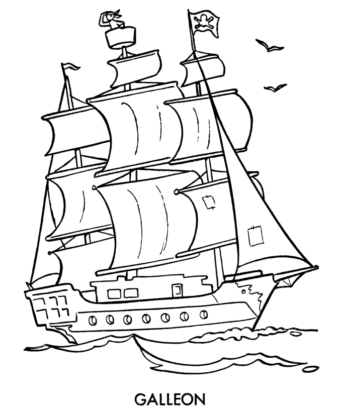 Dessin à colorier: Bateau pirate (Transport) #138246 - Coloriages à Imprimer Gratuits