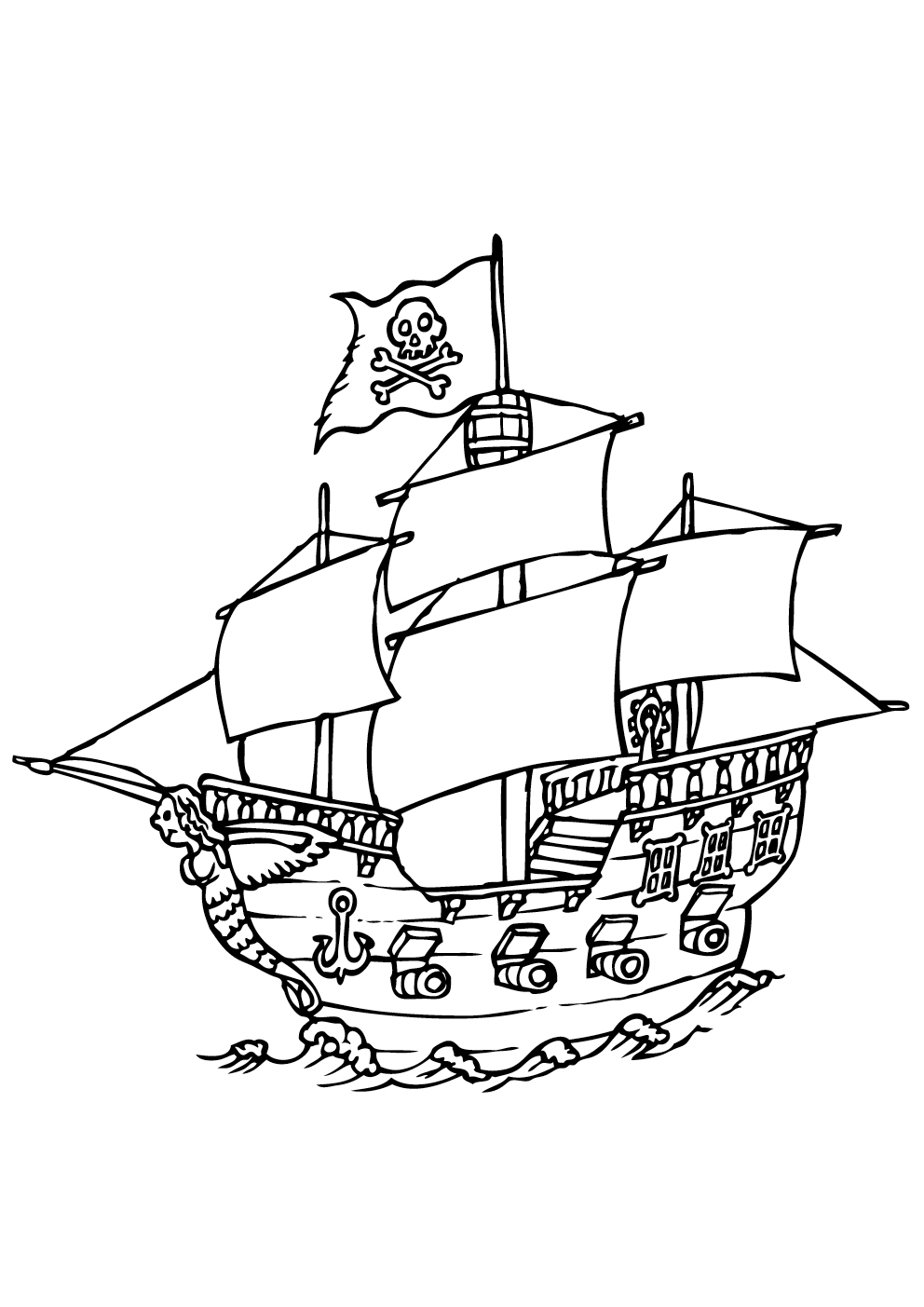 Dessin à colorier: Bateau pirate (Transport) #138247 - Coloriages à Imprimer Gratuits