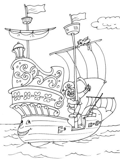 Dessin à colorier: Bateau pirate (Transport) #138248 - Coloriages à Imprimer Gratuits