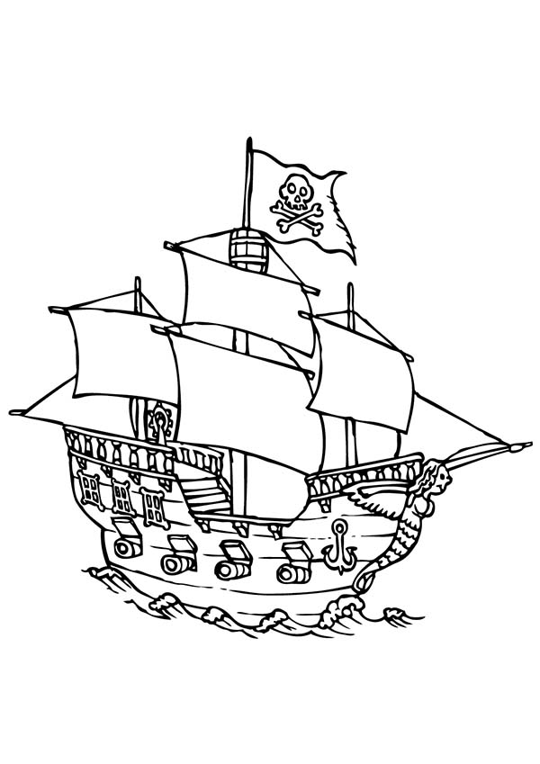 Dessin à colorier: Bateau pirate (Transport) #138349 - Coloriages à Imprimer Gratuits