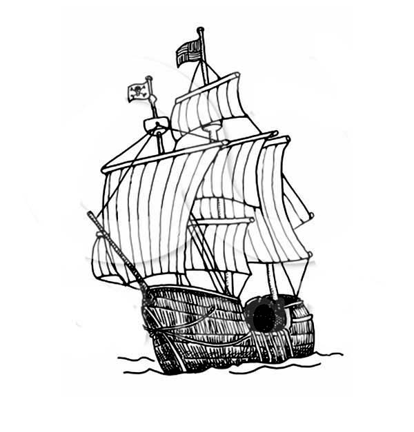 Dessin à colorier: Bateau pirate (Transport) #138404 - Coloriages à Imprimer Gratuits