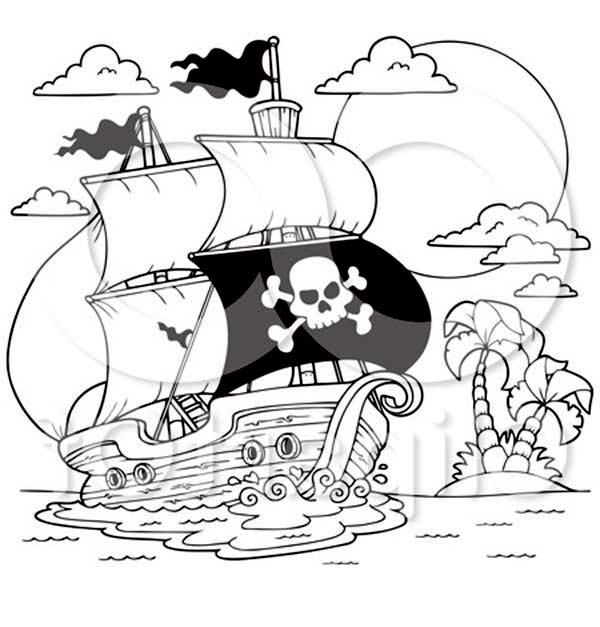 Coloriage Bateau pirate