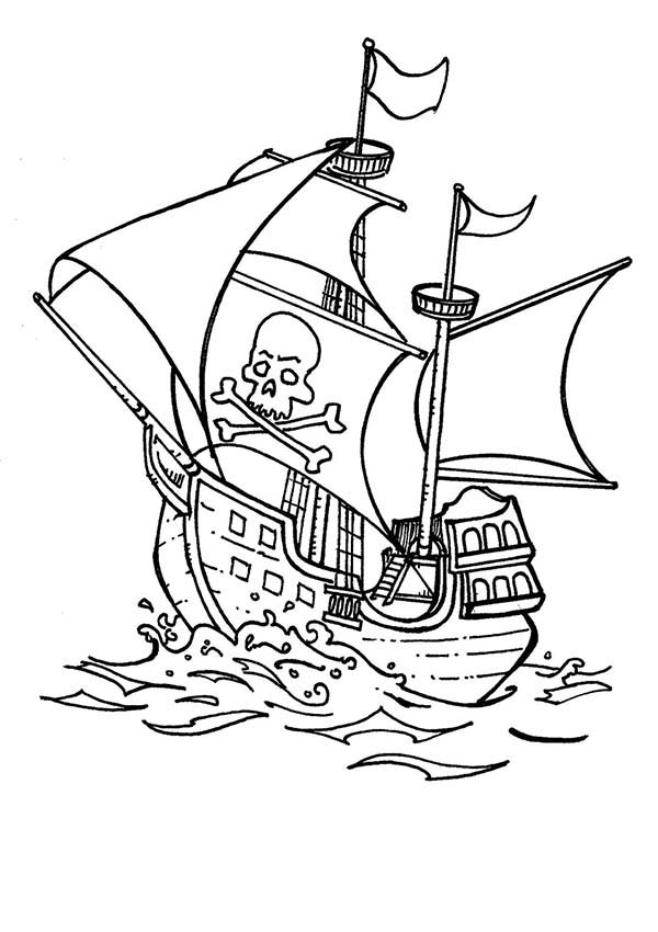 Dessin à colorier: Bateau pirate (Transport) #138413 - Coloriages à Imprimer Gratuits