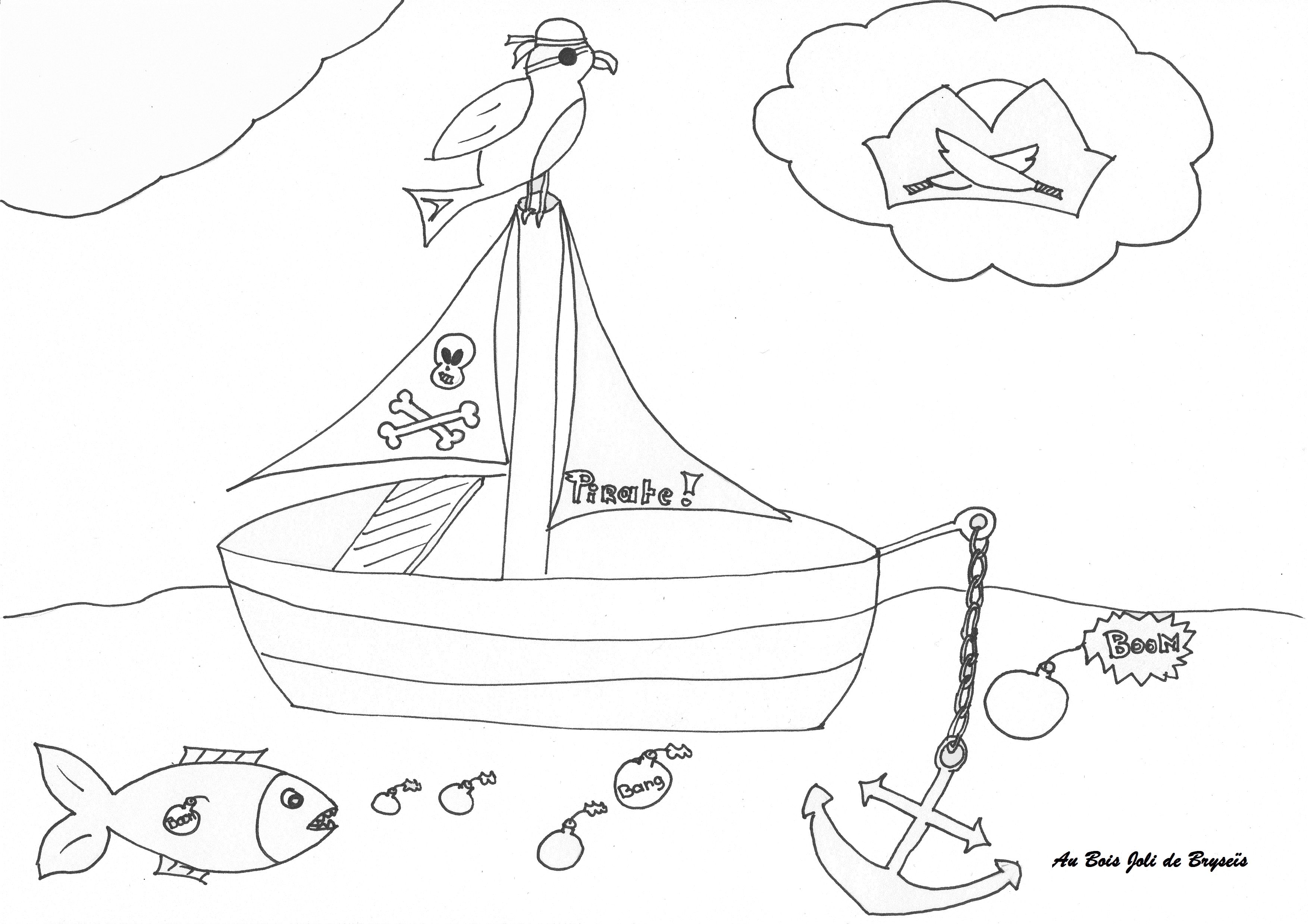 Dessin à colorier: Bateau pirate (Transport) #138414 - Coloriages à Imprimer Gratuits