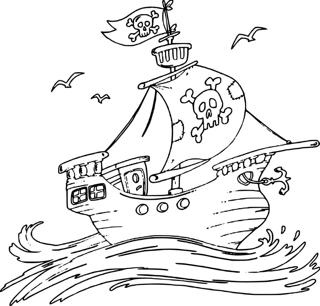 Coloriage gratuit Bateau pirate #184822 de la collection Transport à imprimer