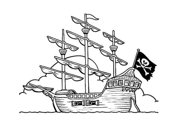 Illustration au trait Bateau pirate #184829 de la collection Transport à colorier gratuitement