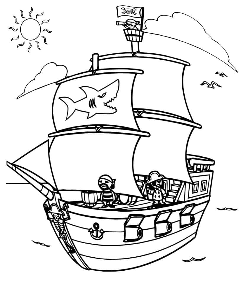 Dessin à colorier: Bateau pirate (Transport) #184855 - Coloriages à Imprimer Gratuits