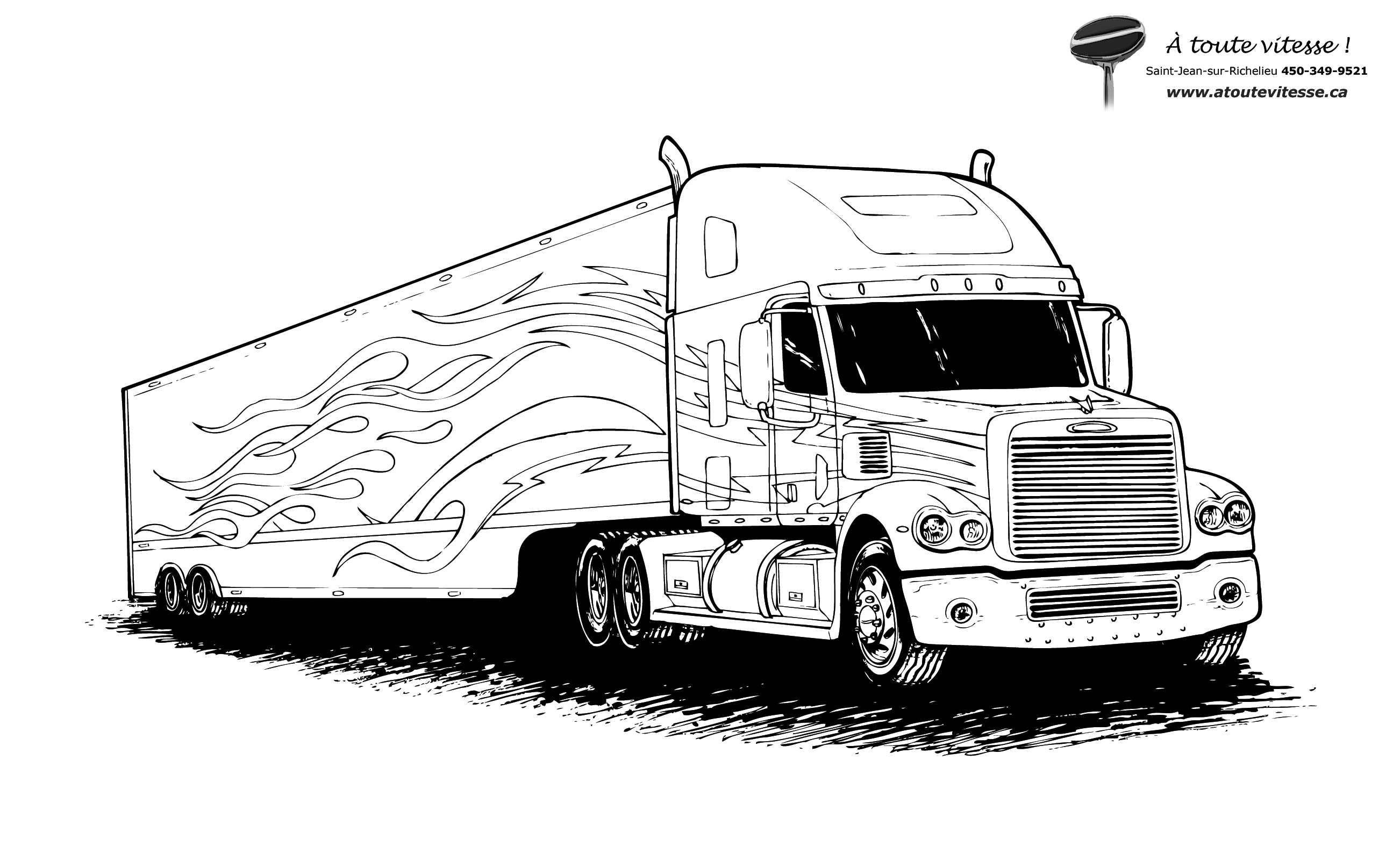 Camion semi remorque coloriage