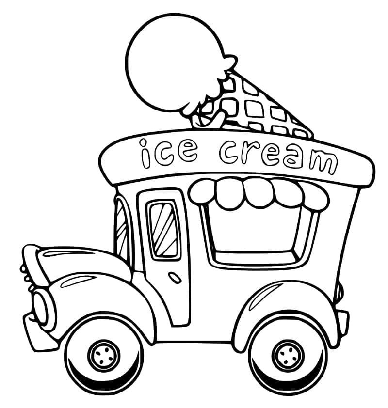 Coloriage gratuit Camion de Crème Glacée #213367 de la collection Transport à imprimer