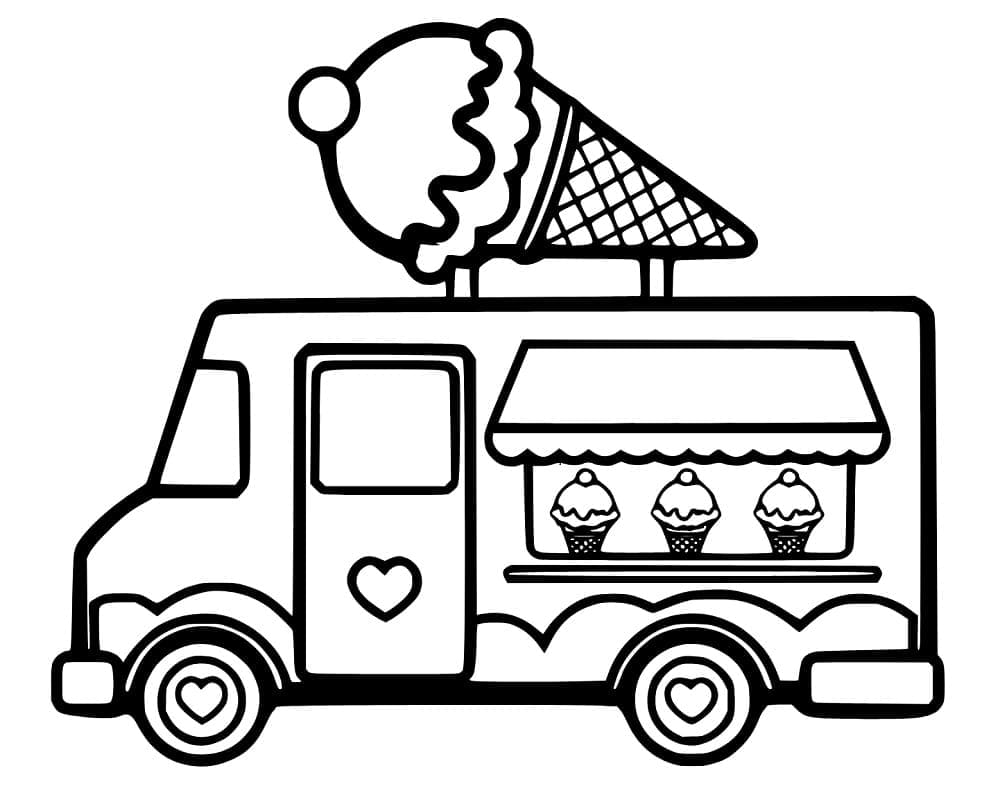 Dessin à colorier: Camion de Crème Glacée (Transport) #213375 - Coloriages à Imprimer Gratuits