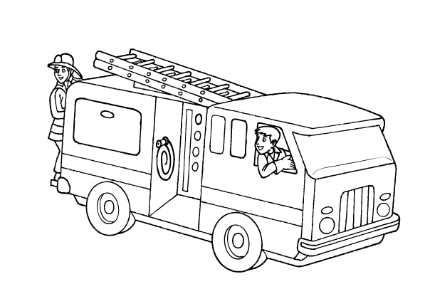 Dessin à colorier: Camion de Pompier (Transport) #135812 - Coloriages à Imprimer Gratuits