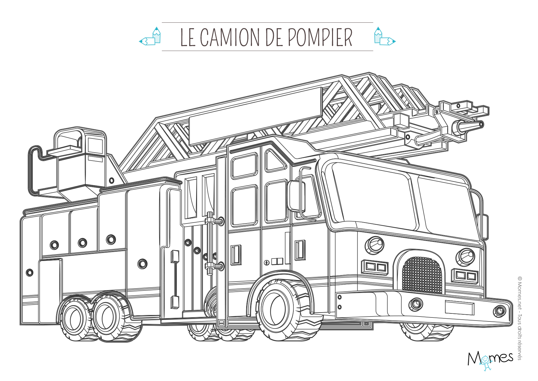 Dessin Camion de Pompier #135826 (Transport) à colorier – Coloriages à