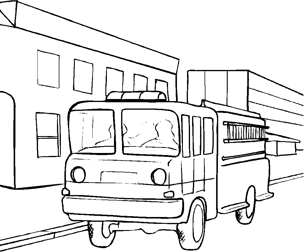 Dessin à colorier: Camion de Pompier (Transport) #135856 - Coloriages à Imprimer Gratuits