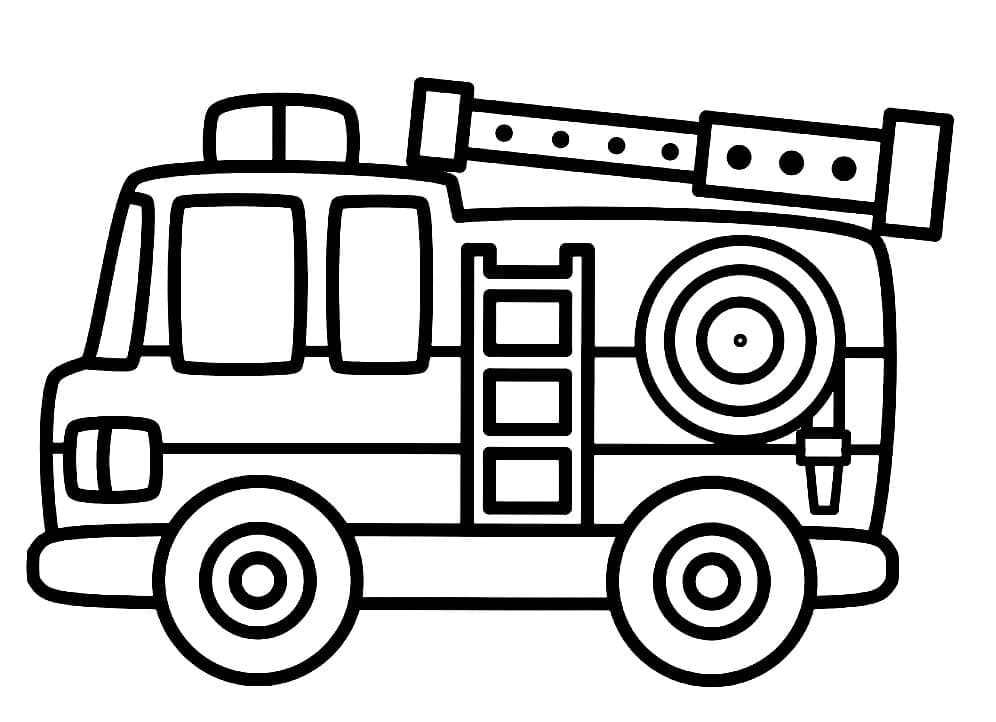 Dessin à colorier: Camion de Pompier (Transport) #185301 - Coloriages à Imprimer Gratuits