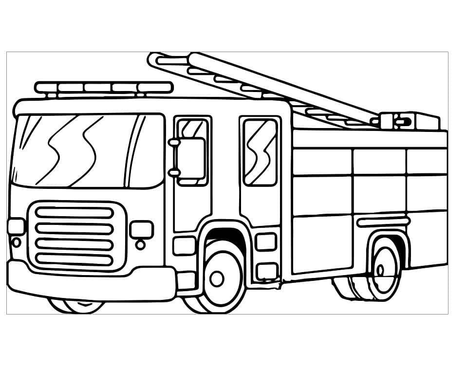 Dessin Camion de Pompier #185302 à colorier de la série Transport, gratuit à télécharger et imprimer