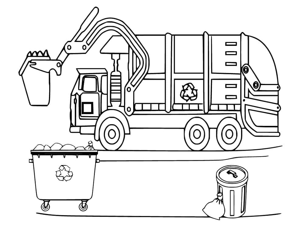 Dessin à colorier: Camion Poubelle (Transport) #202067 - Coloriages à Imprimer Gratuits