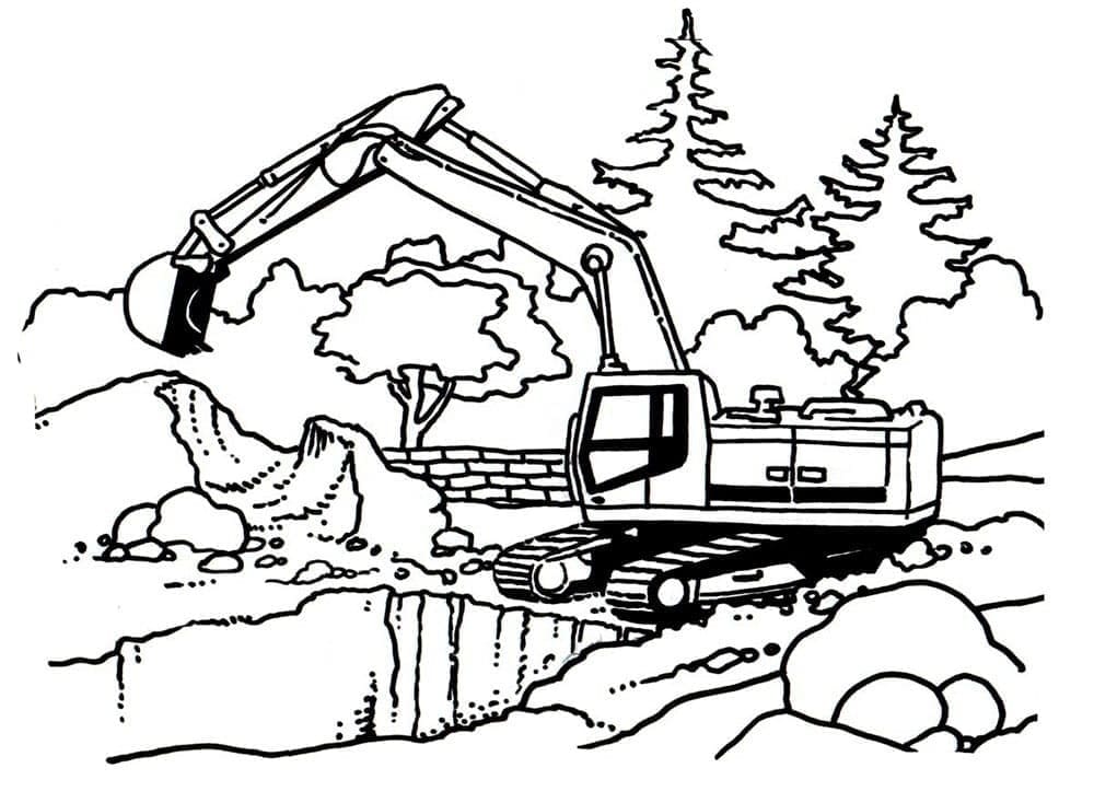 Coloriage gratuit Excavatrice #187913 de la collection Transport à imprimer