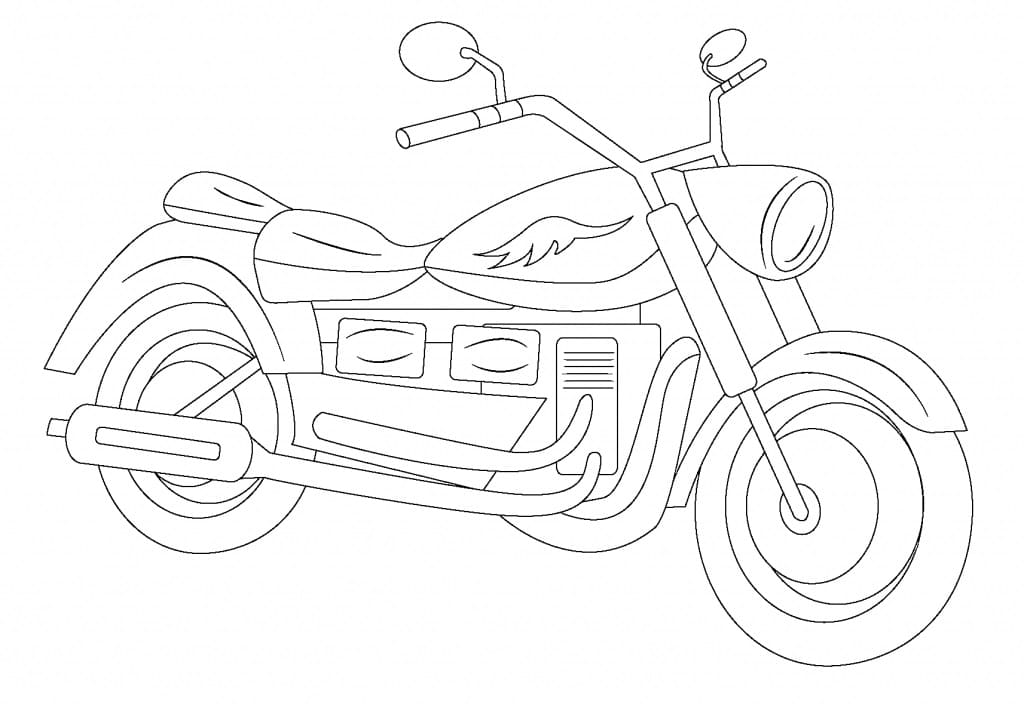 Dessin à colorier Moto #175346 issu de la collection Transport, prêt à imprimer