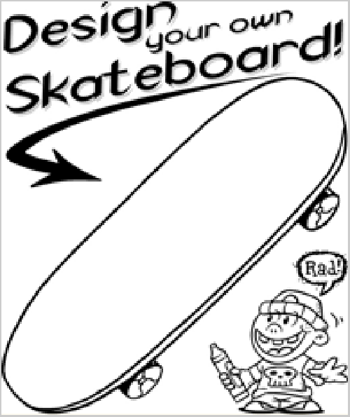 Dessin à colorier: Skateboard / Planche à roulette (Transport) #139302 - Coloriages à Imprimer Gratuits