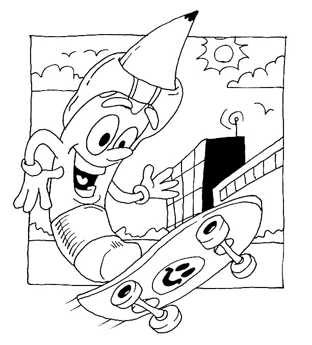 Dessin à colorier: Skateboard / Planche à roulette (Transport) #139353 - Coloriages à Imprimer Gratuits