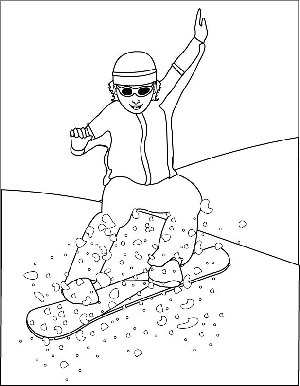 Dessin à colorier: Snowboard / Planche à neige (Transport) #143802 - Coloriages à Imprimer Gratuits